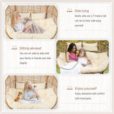 BULEXYARD Double Egg Chair Indoor Outdoor 680lbs, 2 Person Brown Wicker Oversized Stationary Egg Chair with Beige Thick Cushion, Patio Wide Lounge Loveseat with Legs for Balcony, Porch BULEXYARD