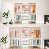 Ulif M2 Closet Organizer System, 5.9 Feet Height Mounted to the Wall Garment Rack with 4 Expandable Hanger Rods, 5 Shelves in 23.6" L x 14.5" W, Suit Total Space from 5.8-8.8 ft, White Ulif