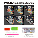 Skull Diamond Art Painting Bookmarks - 6 Pcs Mystical Boho Skull Diamond Art Bookmarks Kit for Adults, Halloween Skeleton Gem Painting Kits for Beginners Book Lover Gifts Sitsink