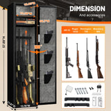 EMAXEE 5-6 Gun Safe Rifle, Gun Safes for Home Rifle and Pistols, Gun Cabinet with Privacy Virtual Password and Alarm Function, Rifle Safe with 2 Removable Shelves and Adjustable Racks for Shotguns EMAXEE