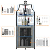 Amyove Corner Wine Bar Rack Cabinet with Detachable Wine Rack, Bar Cabinet with Glass Holder, Small Sideboard and Buffet Cabinet with Mesh Door Amyove