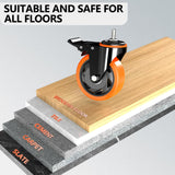 4 inch Stem Caster Wheels 2000lbs, Threaded Stem Casters Set of 4 Heavy Duty,3/8"-16 x 1"(Stem Diameter 3/8", Stem Length 1"), Safety Dual Locking Caster, Industrial Castor Wheels for Cart,Furniture TAYLOON