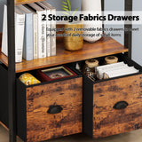 Furologee 6-Tier Bookshelf, Tall 71" Rustic Bookcase with 2 Drawers Storage Organizer, Industrial Display Free Standing Shelf Units, Wood and Metal Storage Rack for Home Office, Bedroom, Rustic Brown Furologee