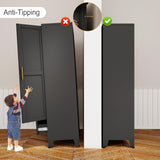 winiowa Metal Armoire Wardrobe Closet with Drawer, 71" Wardrobe Cabinet with Adjustable Shelves and Hanging Rod, Clothing Storage Cabinet Closet with Mirror for Bedroom-Black winiowa