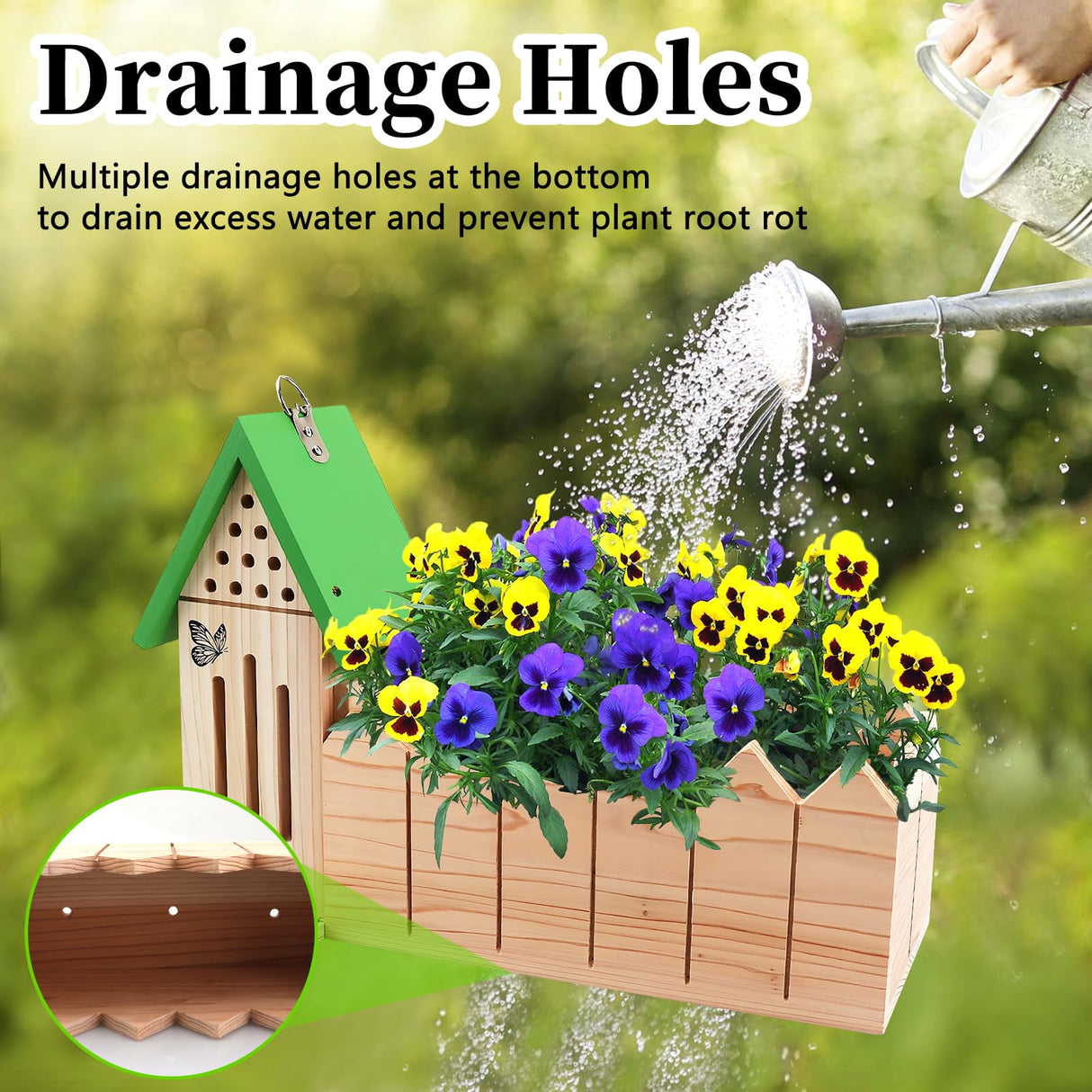 4-in-1 Butterfly House Feeder Bee House with Flower Pot, Wooden Butterfly Houses for The Garden, Butterfly Feeders for Outdoors, Natural Butterfly Garden Kit Habitat for Outside Beyoogeem