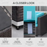 Outsunny 7-Piece Patio Furniture Sets Outdoor Wicker Conversation Sets All Weather PE Rattan Sectional Sofa Set with Cushions & Tempered Glass Desktop, Turquoise Outsunny