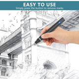 Foyucool Electric Eraser, USB C Rechargeable Pencil Eraser with 220 Eraser Refills, 2 Eraser Sizes, Comfort Grip Art Eraser for Drawing, Ideal for Artists, Students, Sketch, Engineers, Black Foyucool