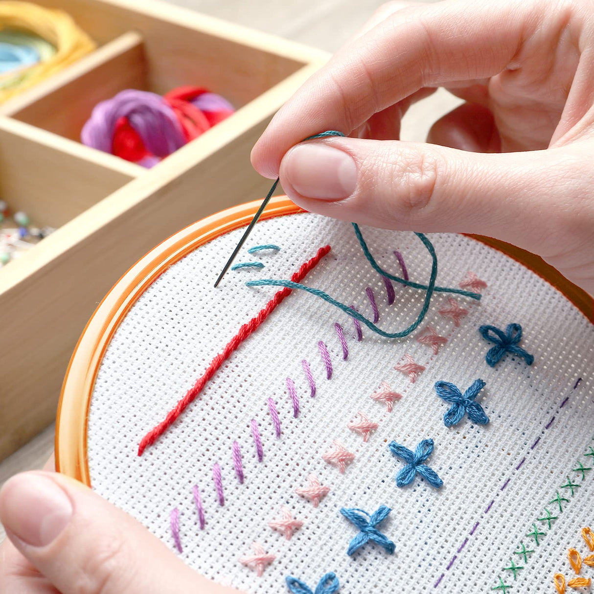 Caydo 6 Pieces Aida Cloth 14 Count White Cross Stitch Fabric for Craft Embroidery, Handmade Needlework, DIY Handicrafts, 12 by 18-Inch Caydo