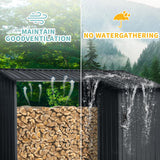 iCapeson Wood Shed – Durable Galvanized Steel Firewood Storage, Rust & Weather Resistant, Open Design for Easy Access, Multi-Functional Tool Storage for Yard & Garden Use iCapeson