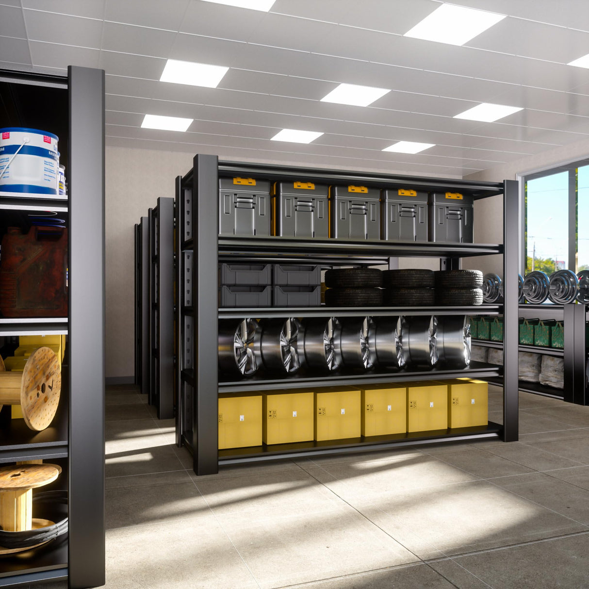 WOZBUD 76.6" H Heavy Duty Garage Shelving Unit, 60" W Adjustable Metal Storage Rack, 5-Tier Metal Shelves, 24" D Industrial Shelving for Garage, Basement, Workshop, Heavy Duty Storage Shelf.1Pack WOZBUD