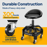 VIVOHOME Rolling Shop Stool Adjustable Height 360 Degree Swivel Stool with Tool Tray Storage and Wheels for Garage, Workshop, 300 LBS Capacity VIVOHOME