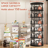 Aheaplus 6 Tier Rotating Bookshelf Tower, Revolving Bookcase, 360° Round Spinning Book Shelf, Narrow Swivel Bookshelves Vertical Rolling Turning Corner Bookshelf Organizer for Small Space, Black Aheaplus