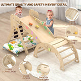 KidsBuddy Pikler Triangle Set with Cushion 9 in 1 Climbing Toys for Toddlers 1-3 Indoor Baby Climbing Gym Toddler Montessori Toys Wooden Climbing Toys with Maze Toys, Shape Sorting Toys, Dinosaur Car KidsBuddy