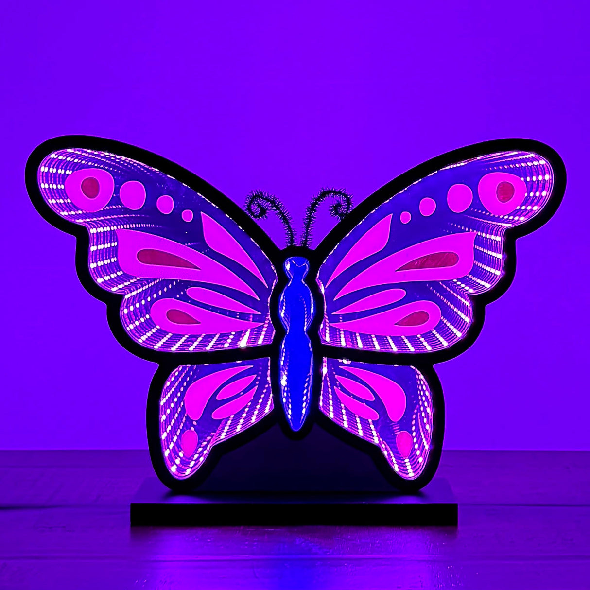 Elumina Decor - Butterfly Infinity Mirror Night Light - LED Butterfly Nightlight for Kids - USB-Powered with Dimmer Switch - 3D LED Infinity Light - Bedroom Decor for Boys, Girls & Teens - 12" x 13" Elumina Decor