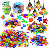 Csdtylh 1100 Pcs Mosaic Tiles, Glass Mosaic Tiles for Crafts Bulk, Stained Mosaic Glass Pieces, Mosaic Supplies for Home Decoration, Art Crafts, DIY Projects, Transparent (Mixed Shape) Csdtylh