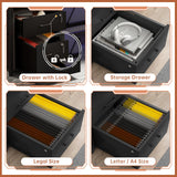 SEDETA 63" Computer Desk, Office Desk with Lockable Drawers for Legal/Letter File, Gaming Desk with LED Lights & Power Outlet, Home Office Desks with Storage, Black SEDETA