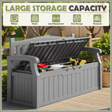 Homall 75 Gallon Outdoor Storage Benches Lockable Deck Box with Waterproof and UV Resistant, Waterproof Storage Box for Patio Furniture, Tools, Cushions (Grey) Homall