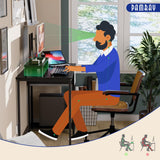 Pamray 39 Inch Computer Desk with Monitor Stand Small Home Office Desks with Non-Woven Storage Drawer for Bedroom Study Table Writing and Work Desk Black Pamray