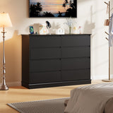 Black 8 Drawer Dressers for Bedroom, Chest of Drawers with Deep Drawers, Large Double Dresser for Closet with Wide Top, Horizontal Wooden Dresser for Living Room, Hallway, Kids Room GarveeHome
