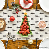 Artoid Mode Beige Xmas Tree Christmas Table Runner, Seasonal Winter Kitchen Dining Table Decoration for Home Party Decor 13x72 Inch Artoid Mode