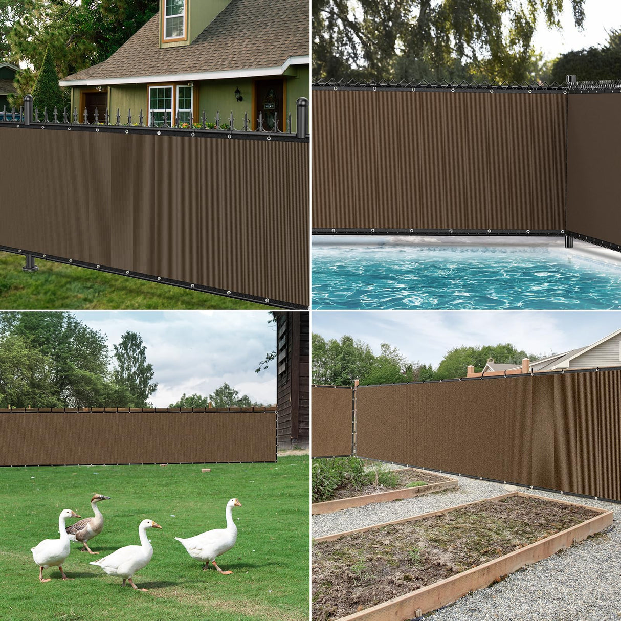 Winpull 6FT x 50FT Privacy Screen Fence Heavy Duty 170GSM Fencing Mesh Shade Net Cover Nickel-Plated Copper Grommets, 95% Blockage Fence for Outdoor Wall Garden Yard Backyard Pool (Brown) Winpull