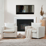 Swivel Accent Chair, 34 Inches Wide Upholstered Arm Chair with Plump Back Pillow, Modern Sofa Living Room Chair for Bedroom, Corner, Reading Nook-Beige COLAMY