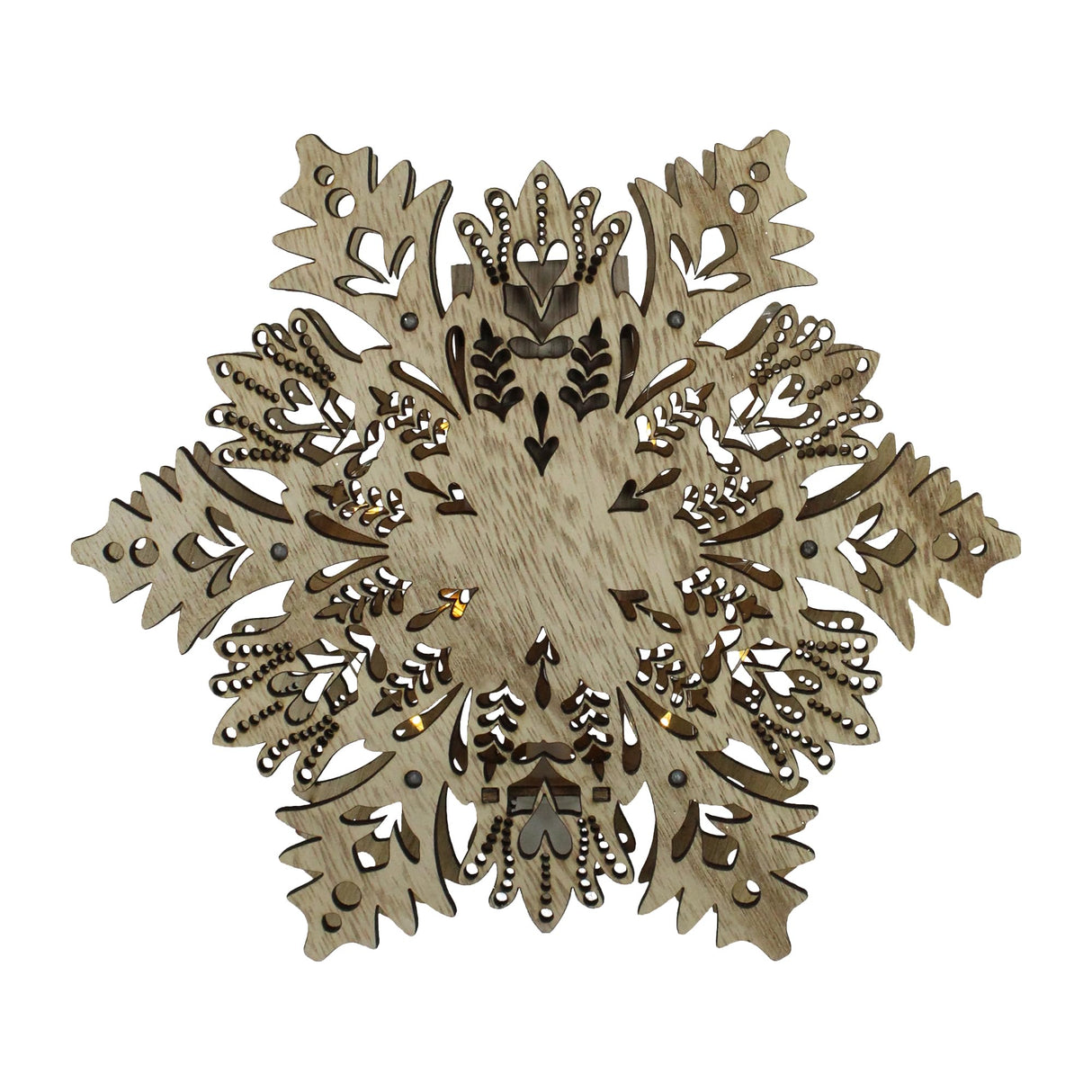 Northlight 8.5" Lighted Brown Wooden Snowflake Christmas Tree Topper - Clear Lights Northlight