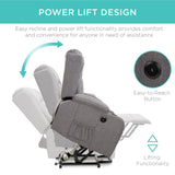 Best Choice Products Modern Linen Electric Power Lift Chair, Recliner Massage Chair, Adjustable Furniture for Back, Legs w/ 3 Positions, USB Port, Heat, Cupholders, Easy-to-Reach Button - Gray Best Choice Products