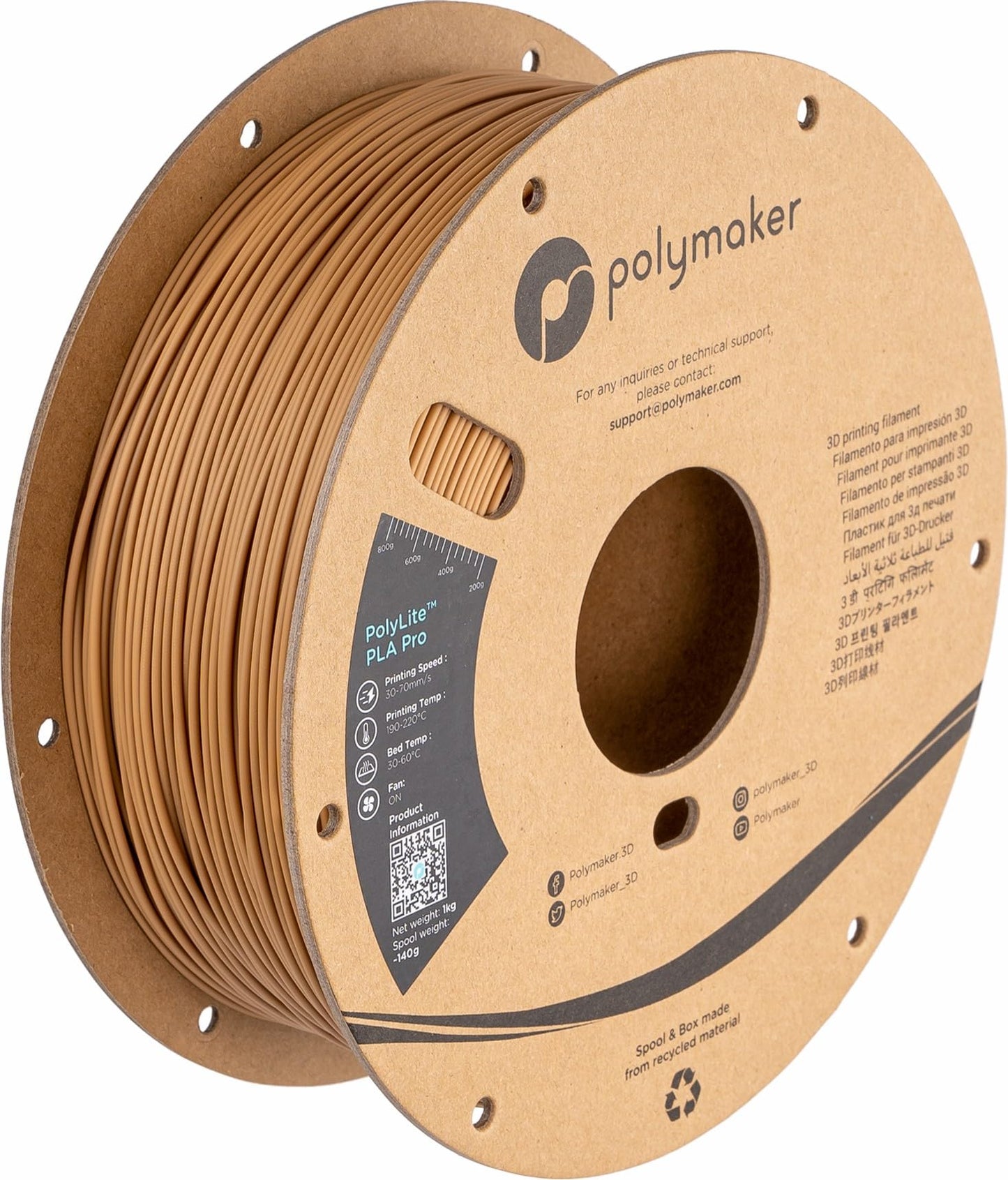 Polymaker PLA PRO Filament 1.75mm Army Beige, Powerful PLA 3D Printer Filament 1kg - PolyLite 1.75 PLA Filament PRO Tough & High Rigidity 3D Printing Filament Army Beige - WoodArtSupply