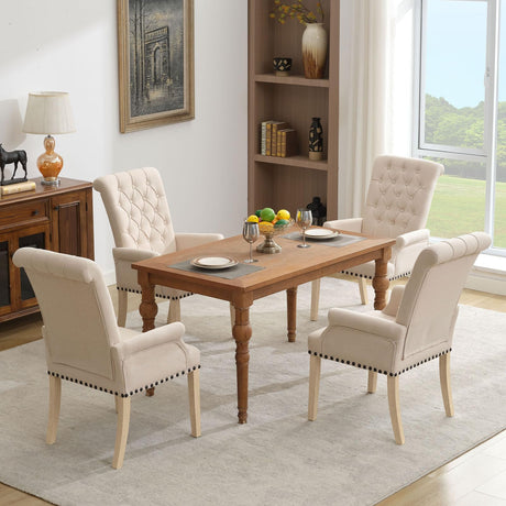 adochr Upholstered Fabric Accent Dining Chair, Elegant Tufted Club Dining Room Kitchen Room Arm Dining Chair, Beige adochr