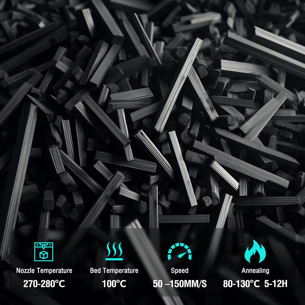 SUNLU 1KG PA6-CF 3D Filament 1.75mm, Heat Deflection Temperature up to 209°C, Made of 80% PA Nylon and 20% Carbon Fibers, Stiff & Strong & Heat Resistant, for Industrial Parts, Frosted Texture, Black SUNLU