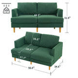 BFD Small Loveseat Sofa Couch, 56" Mid Century Modern Love Seat Couches for Living Room, Extra Deep 2-Seat Small Sofa Furniture for Small Spaces Apartment, Dorm, Office, Green BFD
