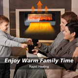 Electric Space Heater Indoor, 1500W Floor or Wall Mounted Heater with 3D Flame Effect, PTC Ceramic Electric Fireplace Heater with Remote Control for Office Bedroom Living Room NLIEOPDA