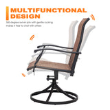 NUU GARDEN 7 Piece Outdoor Dining Set, 6 Swivel Patio Chairs and 1 Dining Table with 1.57 Inch Umbrella Hole, Iron Patio Furniture Set for Lawn Backyard Balcony, Black and Brown NUU GARDEN