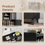 IRONCK Short Bookshelf with Cabinet, Short Bookcase with Doors, Low Bookcases with Charging Station, 2 Shelf Bookcase for Living Room, Office, Black IRONCK