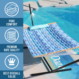 Lazy Daze Hammocks 12FT Quilted Fabric Hammock with Pillow, Double 2 Person Hammock with Spreader Bar for Outdoor Outside Patio Garden Yard Pool Beach QFH037 Lazy Daze Hammocks