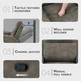 Lexicon Manual Recliner Chair, Textured Microfiber Reclining Sofa Chair, Home Theater Seating, Wall Hugger, Track Arms, Manual Recliner for Living Room/Office/Apartment, Easy Assembly, Brown Lexicon