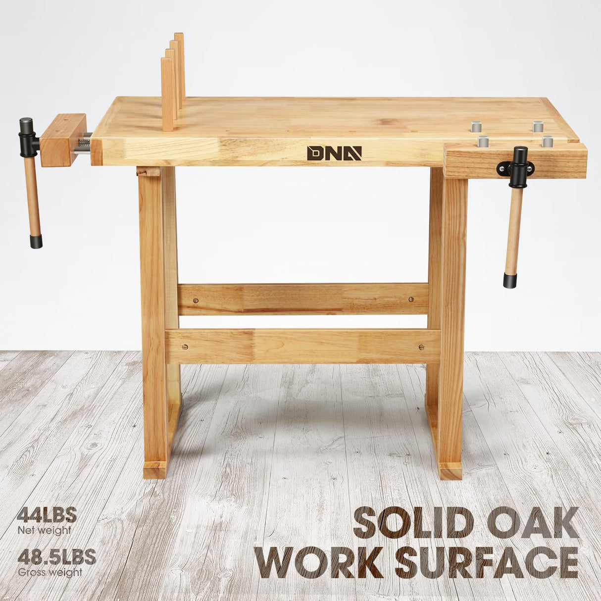 DNA MOTORING Heavy Duty Wood Workbench, Wooden Workbench for Workshop, Garage, W/Adjustable Handle, TOOLS-00523 DNA MOTORING