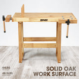 DNA MOTORING Heavy Duty Wood Workbench, Wooden Workbench for Workshop, Garage, W/Adjustable Handle, TOOLS-00523 DNA MOTORING