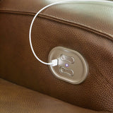 Signature Design by Ashley Francesca Modern Tufted Leather Power Reclining Loveseat with Console and Adjustable Headrest, Dark Brown Signature Design by Ashley