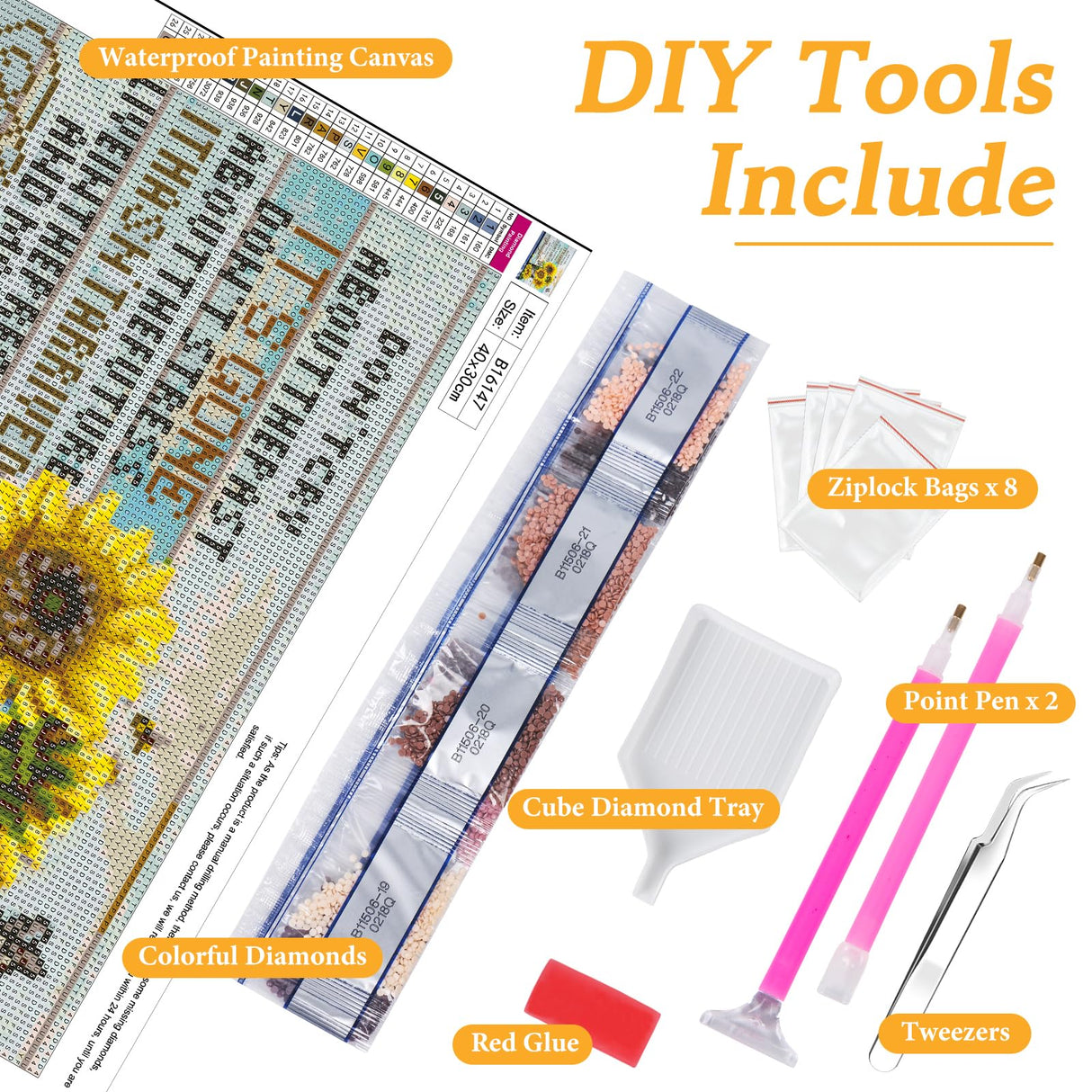 Diamond Art Kits for Adults Sunflower, DIY 5D Diamond Painting Kit for Beginners Inspirational, Inspiring Quotes Full Round Drill Gem Art Dots for Adults Home Wall Decor 16X12 Inch Okarina