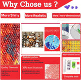 Christmas Diamond Art Kits for Adults - Highland Cow Diamond Painting Kits for Adults, 5D Round Full Drill DIY Winter Gem Art Paint by Diamonds 16x12 inch Axquilon