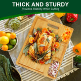Cutting Boards,Large Bamboo Chopping Board, Built-In 3 Compartments And Juice Grooves, Charcuterie Board for Kitchen Counter Meat (Butcher Block) HHXRISE
