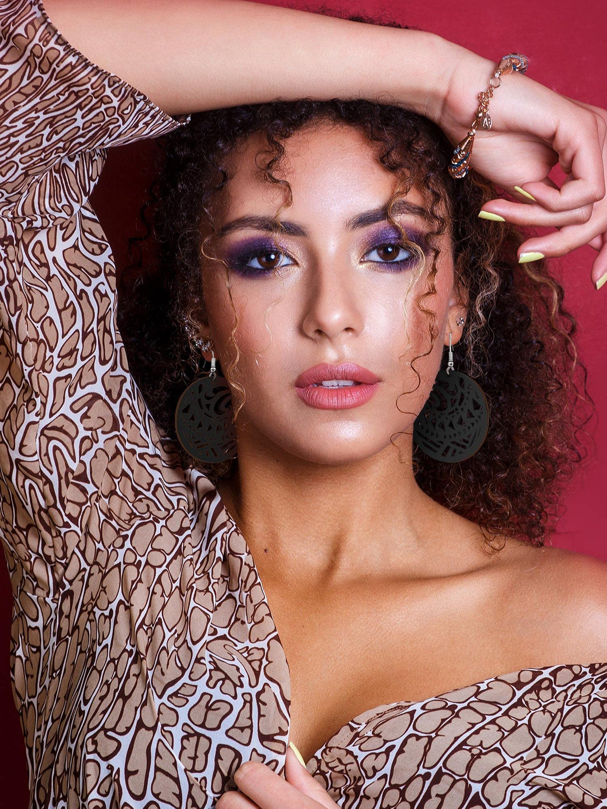 MTLEE 12 Pairs African Wooden Dangle Earrings Lightweight Drop Earrings Bohemian Pendant Jewelry Wooden Ornaments(Stylish Style,Black, Brown) MTLEE