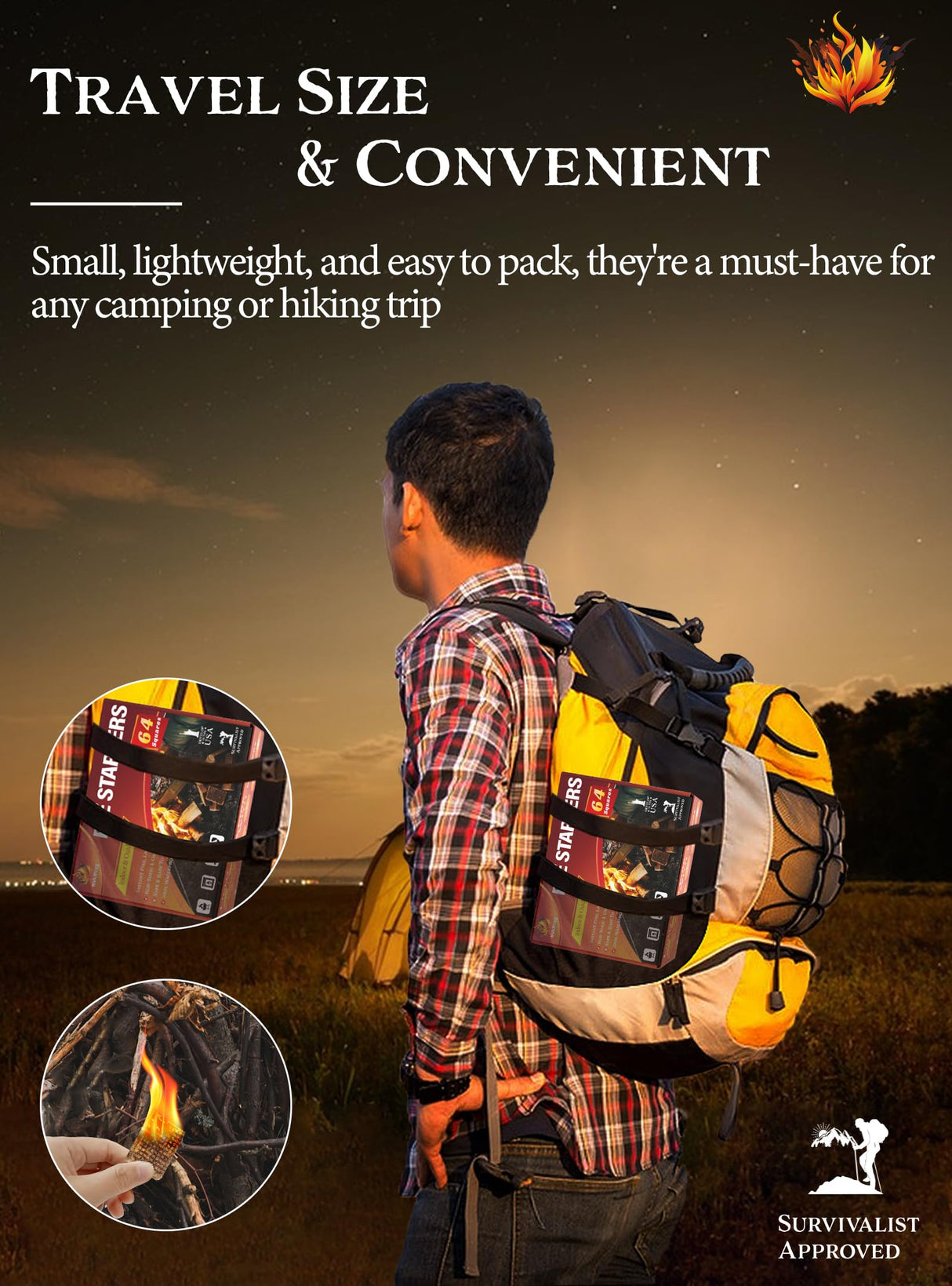 Nvkrvks Fire Starter, Easy-Burning Fire Starter Squares for Wood Stoves, Campfires, Grill Pit and Fireplace, Natural & Waterproof BBQ Fire Starters, 64 Mini Square Nvkrvks