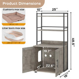 GAOMON Cat Litter Box Enclosure with Shelf Storage, 2-in-1 Hidden Cat Washroom Furniture, Indoor Cat Cabinet, Hidden Cat Box Enclosure with 3 Shelves and Door, Cat House for Most Litter Box, Grey GAOMON