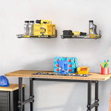 WALMANN Garage 12x18 inch Wall Shelf, Wall-Mounted Storage Shelves for Garage, Closet, Laundry Room, Heavy Duty Wall Shelving, Holds Up to 60 lbs(Pack of 2, Black) WALMANN