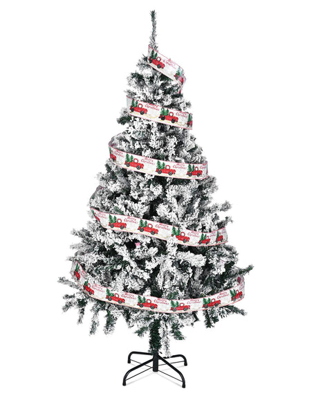 Yescom White Christmas Tree Artificial Pine Tree,5Ft Flocked Xmas Tree,Foldable Hinged,518 Branch Tips for Party Holiday Office Home Decoration Yescom