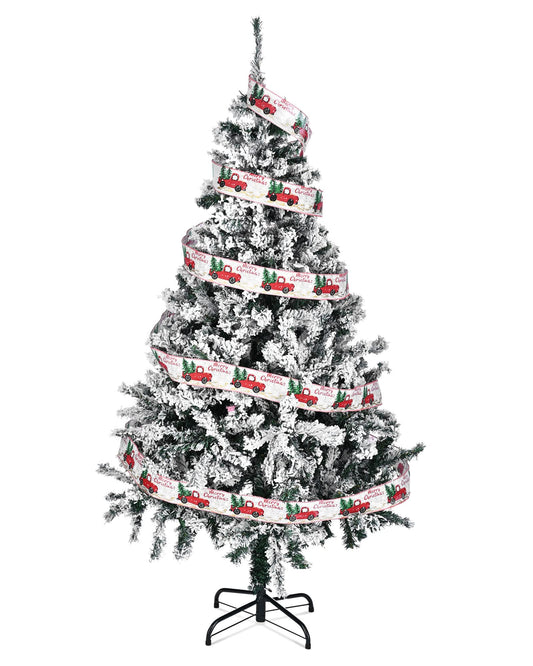 Yescom White Christmas Tree Artificial Pine Tree,5Ft Flocked Xmas Tree,Foldable Hinged,518 Branch Tips for Party Holiday Office Home Decoration