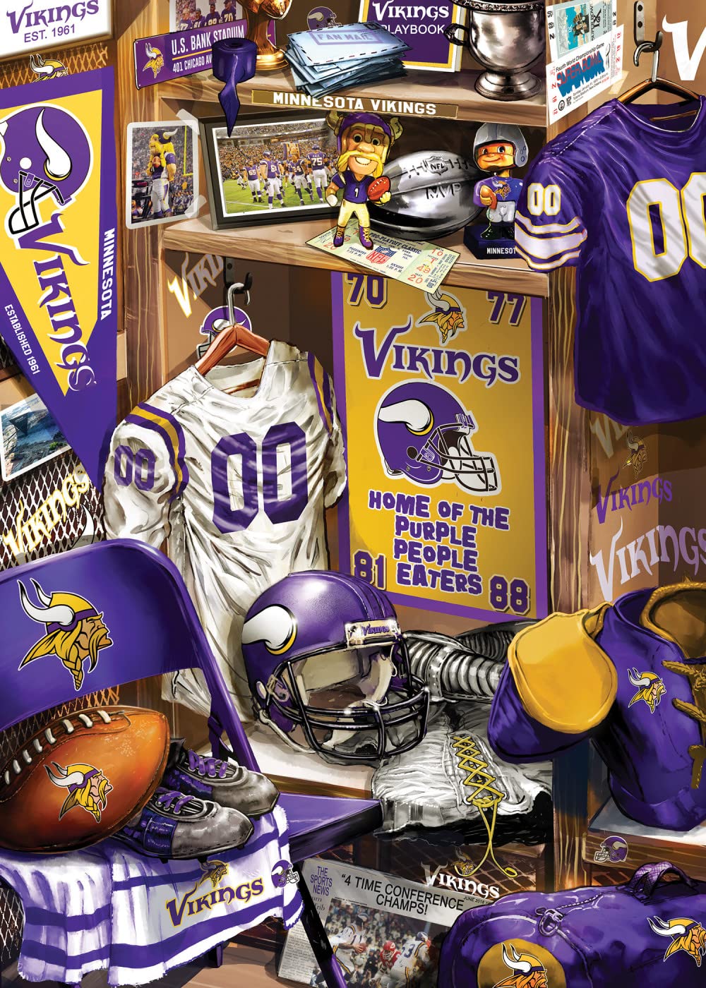 MasterPieces Game Day 500 Piece Jigsaw Puzzle for Adults - NFL Minnesota Vikings Locker Room - 15"x21" Masterpieces